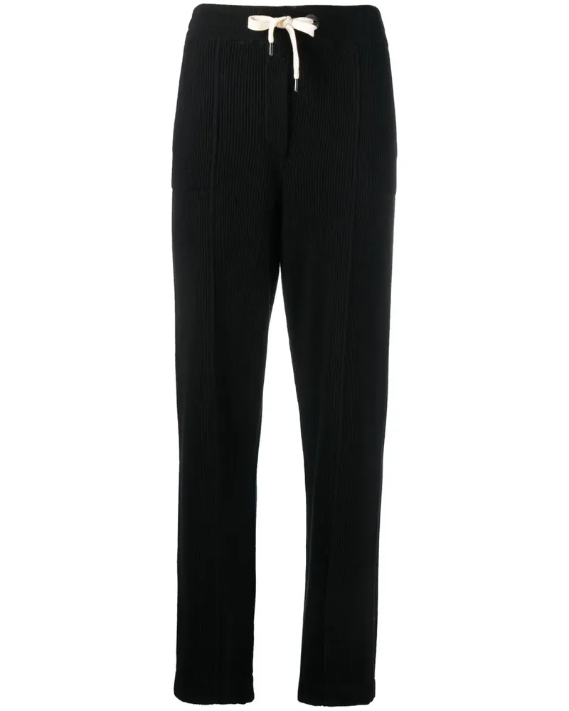 Brunello Cucinelli Gerade Hose aus geripptem Strick - Schwarz Schwarz