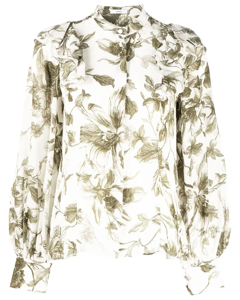 Erdem Bluse mit Blumenmuster Weiß