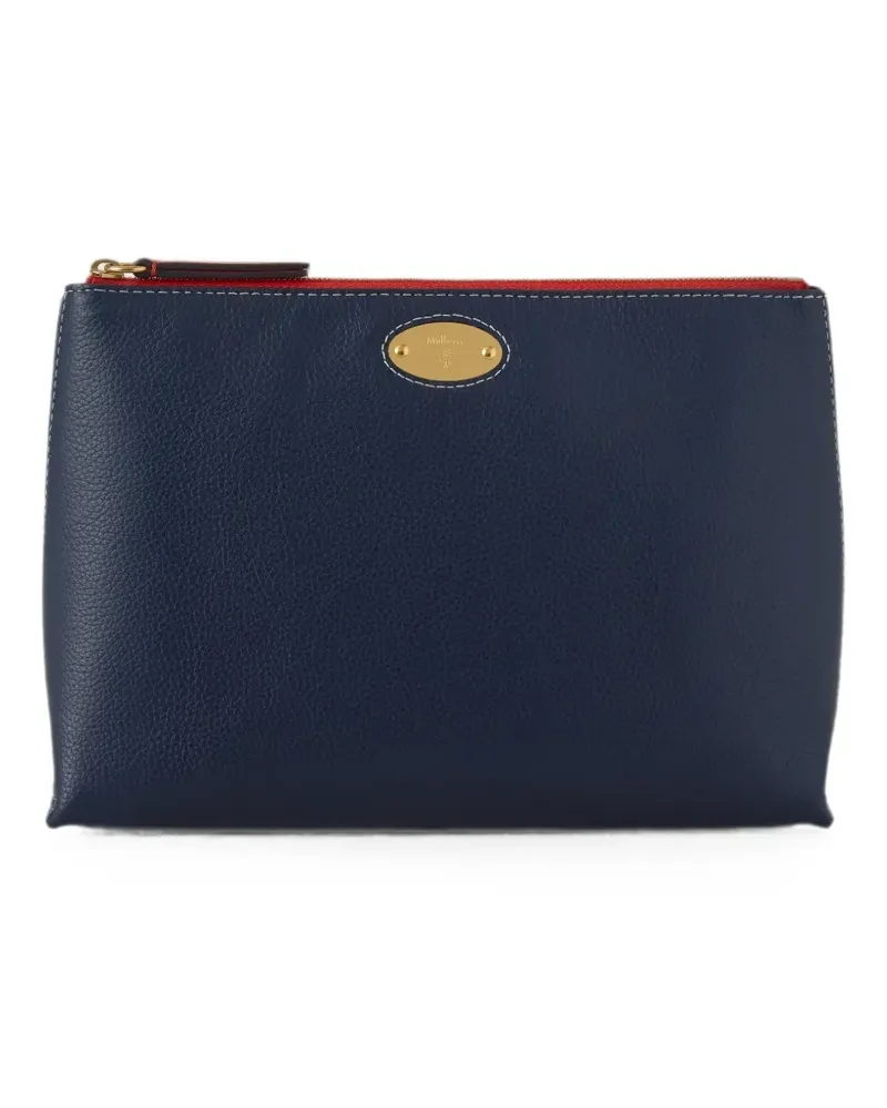 Mulberry small logo-plaque cosmetic pouch - Blau Blau