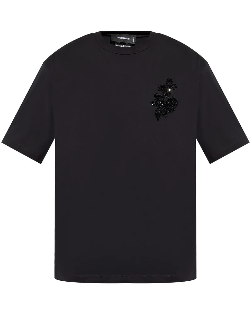 Dsquared2 T-Shirt mit Perlenverzierung - Schwarz Schwarz