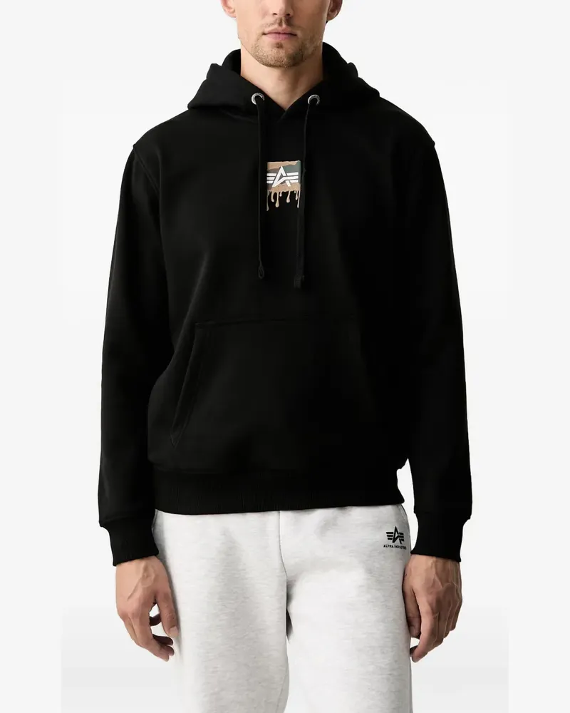 Alpha Industries Hoodie mit Logo-Print - Schwarz Schwarz