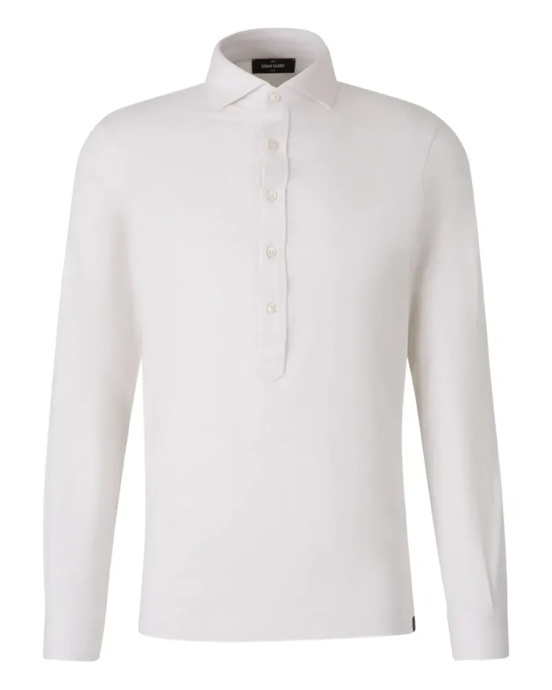 Gran Sasso Langärmeliges Poloshirt mit Knopfmanschetten - Weiß Weiß