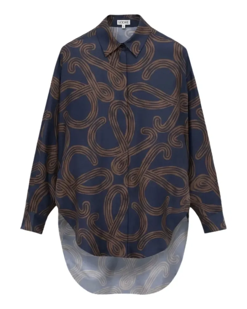 Loewe anagram-print high-low shirt - Blau Blau