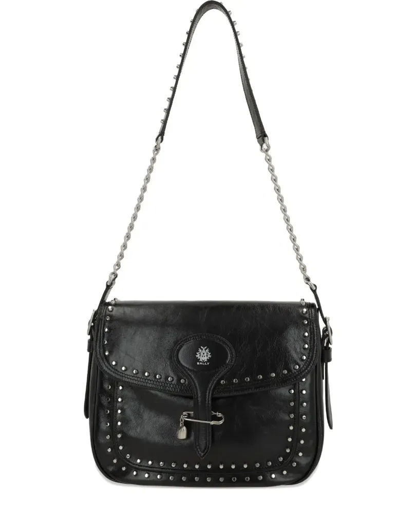 Bally Beckett Schultertasche mit Nieten - Schwarz Schwarz