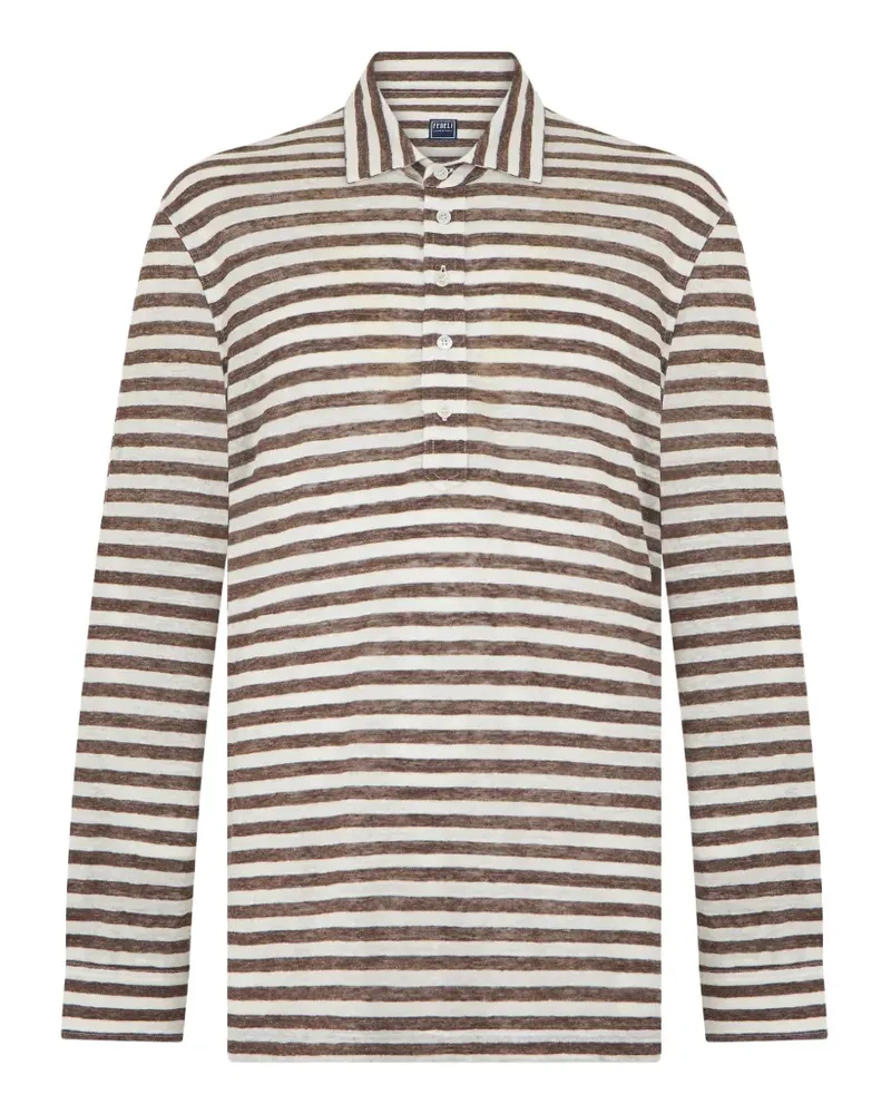 Fedeli striped long-sleeve polo shirt - Braun Braun