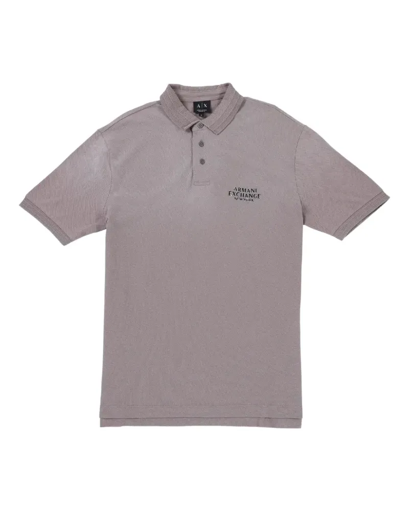 Armani Exchange logo-embroidered piqué polo shirt - Grau Grau