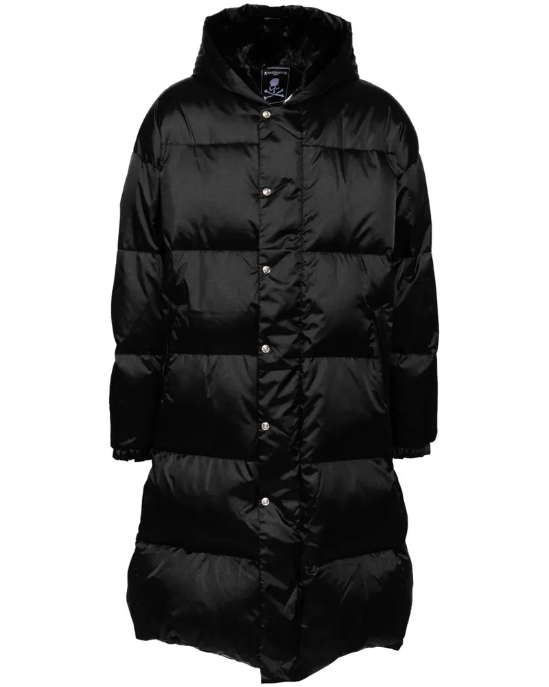 Mastermind World Wattierter Mantel mit Logo-Print - Schwarz Schwarz