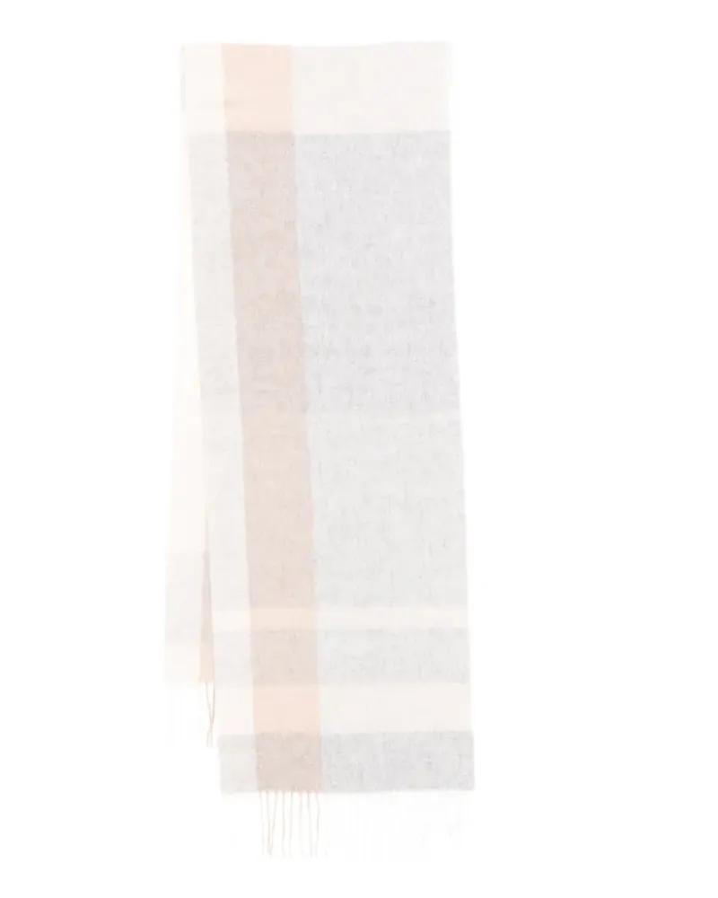 N.Peal checked cashmere scarf - Grau Grau