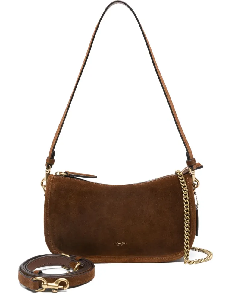 Coach Satchel-Tasche aus Wildleder mit Kettenriemen - Braun Braun