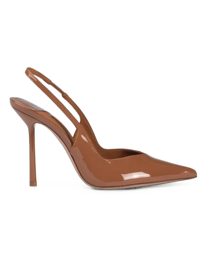 Le Silla Vivienne Slingback-Pumps aus Lackleder - Braun Braun