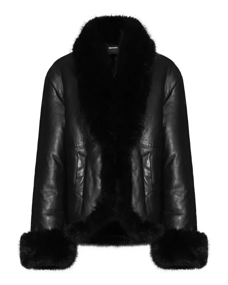ROTATE Birger Christensen Bonded Lederjacke - Schwarz Schwarz