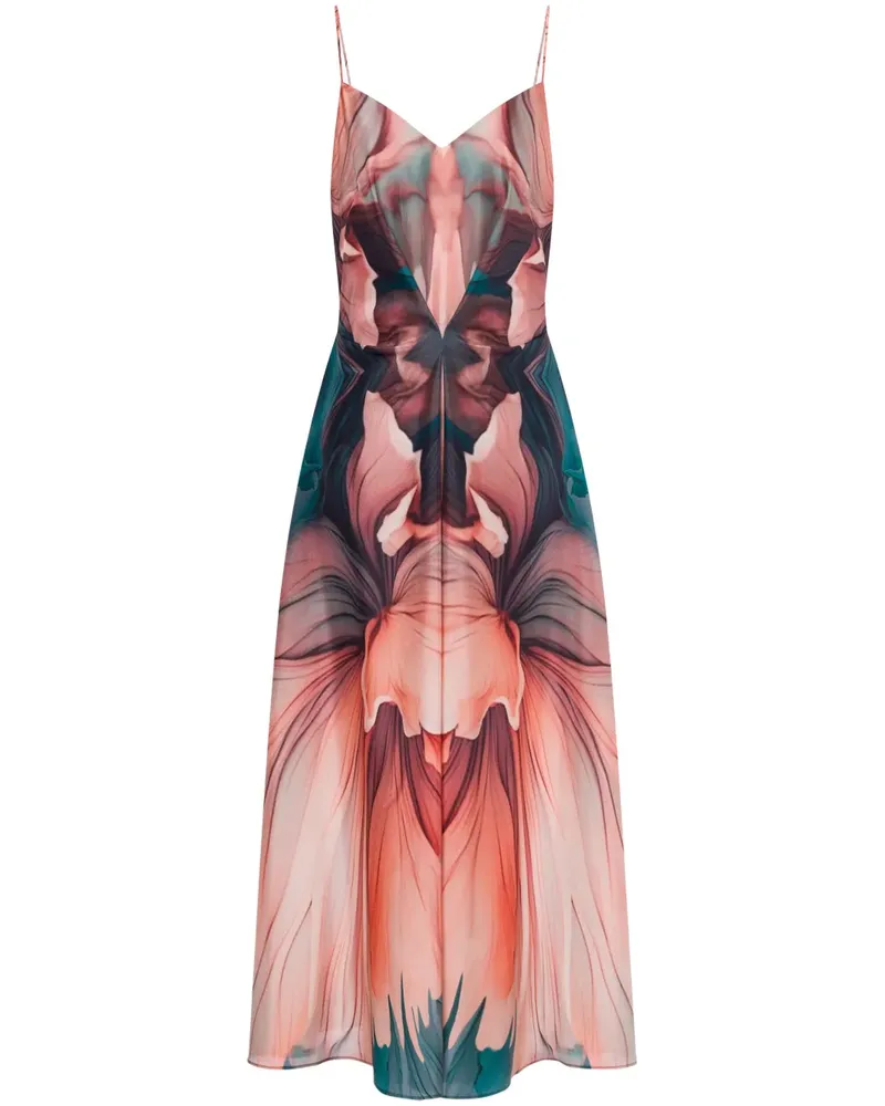 Alberta Ferretti Midikleid mit Blumen-Print - Rosa Rosa