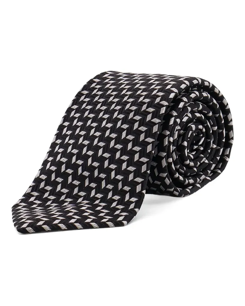 Giorgio Armani Geometrisch gemusterte Seidenkrawatte - Schwarz Schwarz