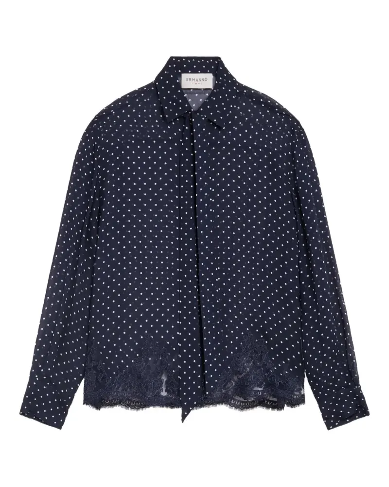 Ermanno Scervino Georgette-Hemd mit Polka Dots - Blau Blau