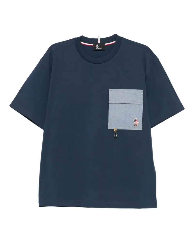 Moncler T-Shirt mit Brusttasche - Blau Blau