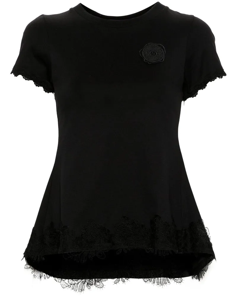 Viktor & Rolf Godet T-Shirt mit Spitzenbesatz - Schwarz Schwarz