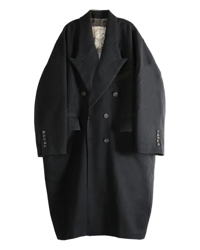 Ziggy Chen wool blend double-breasted coat - Schwarz Schwarz