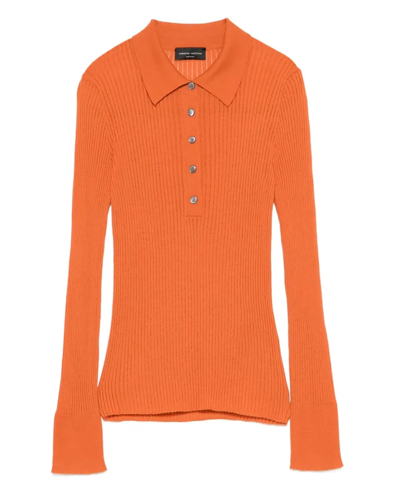 Roberto Collina ribbed polo-neck sweater - Orange Orange
