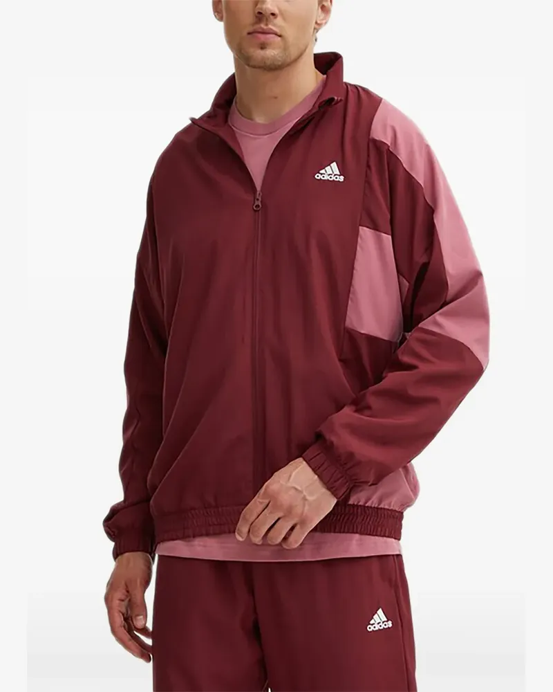 adidas colour-block zip-up jacket - Rot Rot