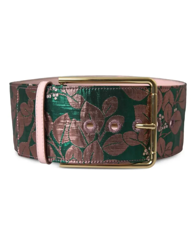 Dolce & Gabbana Gürtel aus Blumen-Jacquard im Metallic-Look - Grün Grün