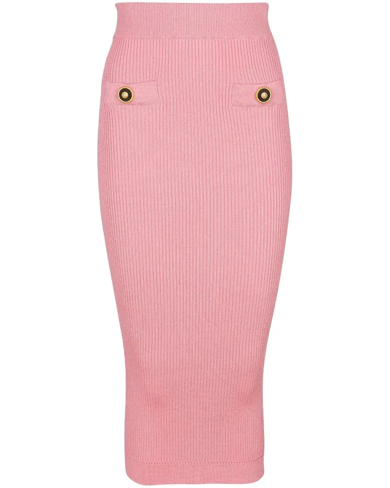 Balmain Gestrickter Midirock - Rosa Rosa