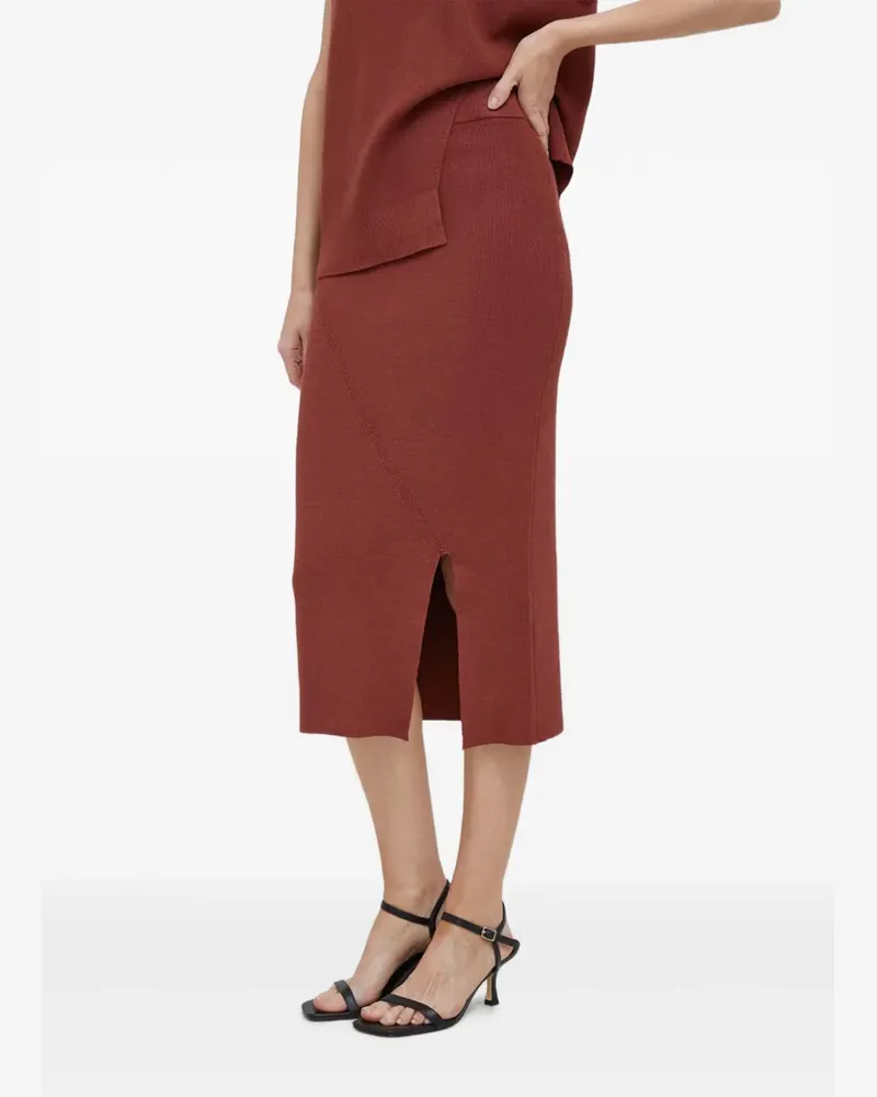 DKNY Midirock mit Schlitz - Rot Rot