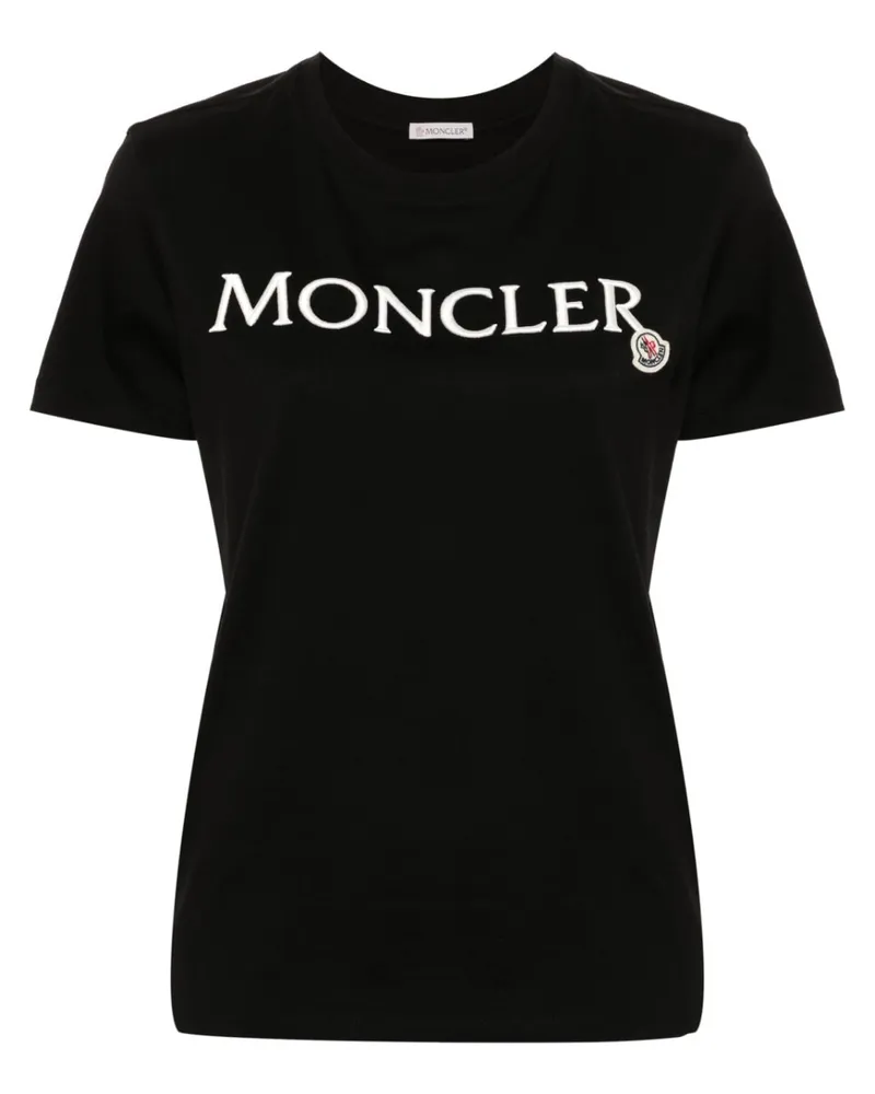 Moncler T-Shirt mit Logo-Stickerei - Schwarz Schwarz