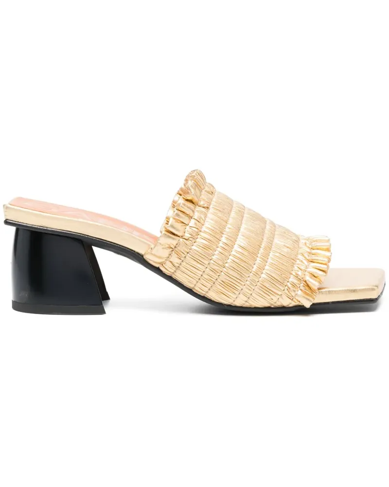 Ganni Smock Mules 65mm - Gold Gold