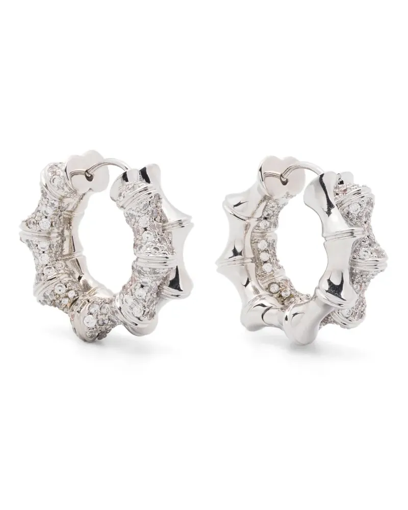 Eddie Borgo Double Pavé Bambu hoop earrings - Silber Silber