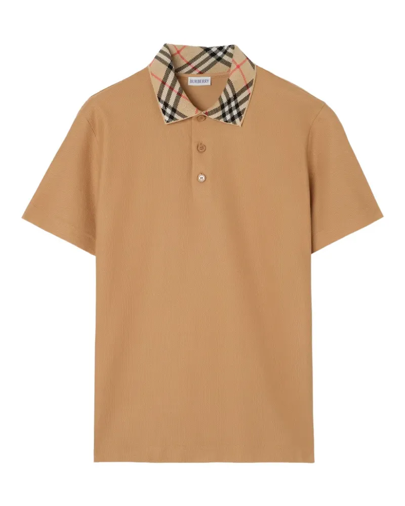 Burberry Poloshirt mit kariertem Kragen - Nude Nude
