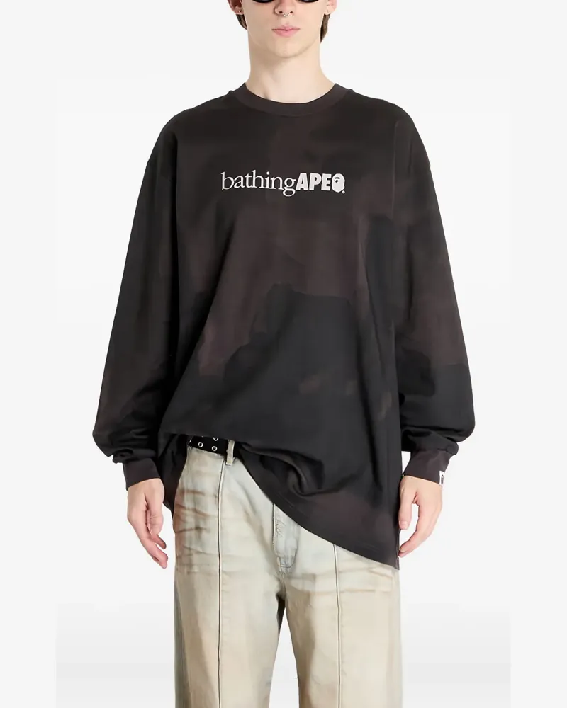 BAPE Langarmshirt mit Logo-Print - Schwarz Schwarz