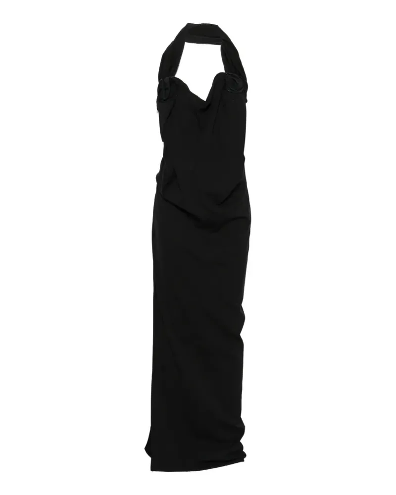 Magda Butrym Drapiertes Maxikleid mit Rosette-Detail - Schwarz Schwarz