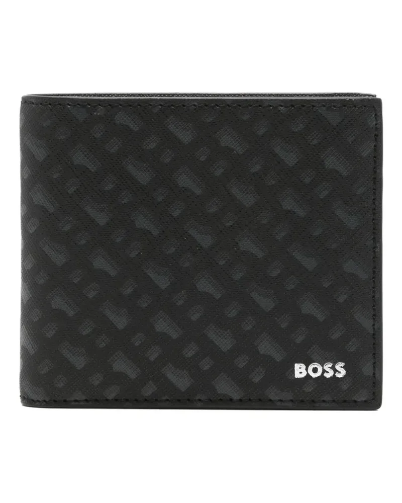 HUGO BOSS monogram-print wallet - Schwarz Schwarz