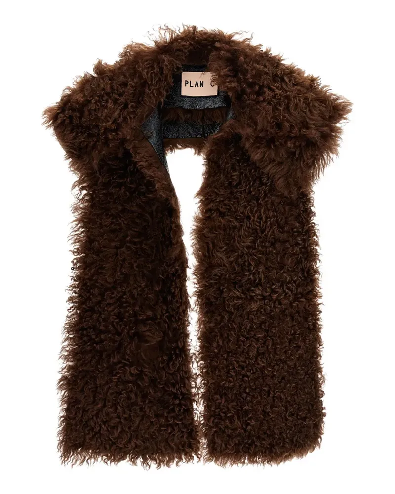 PLAN C Schal aus Shearling in Samtoptik - Braun Braun