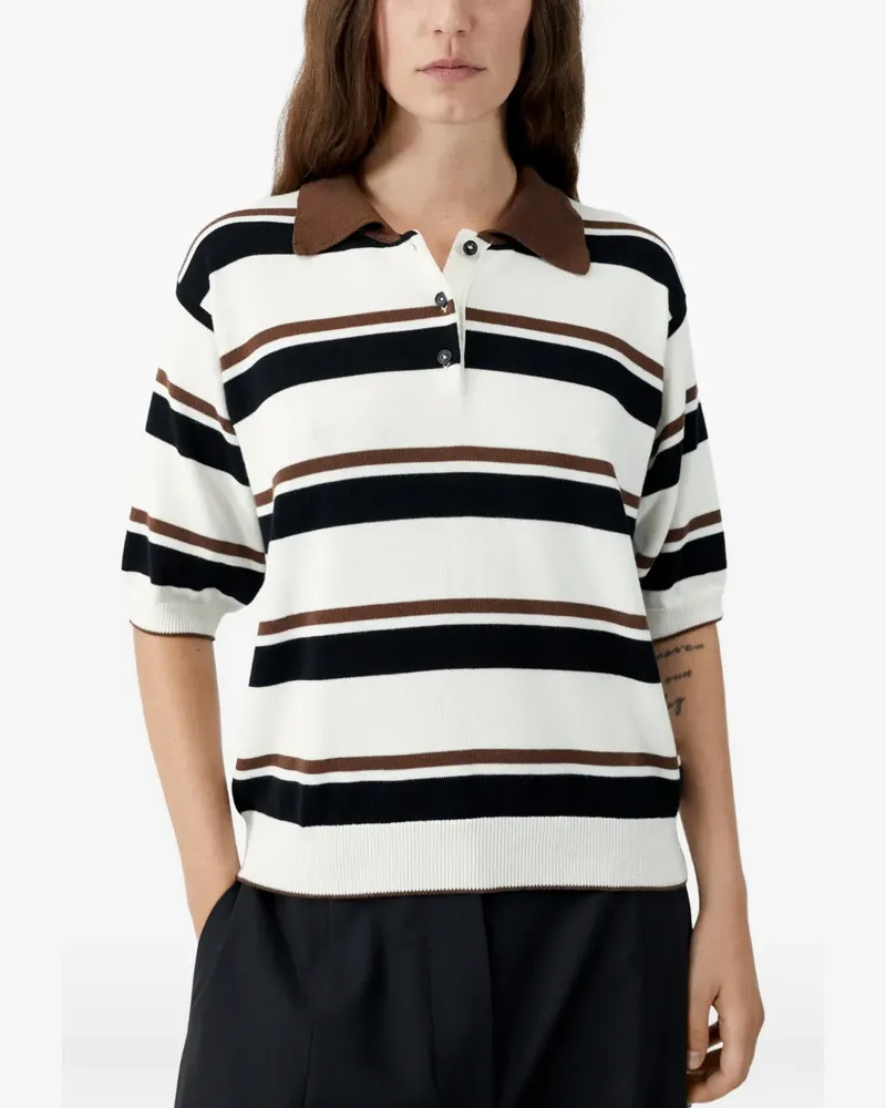 CORDERA striped polo top - Weiß Weiß