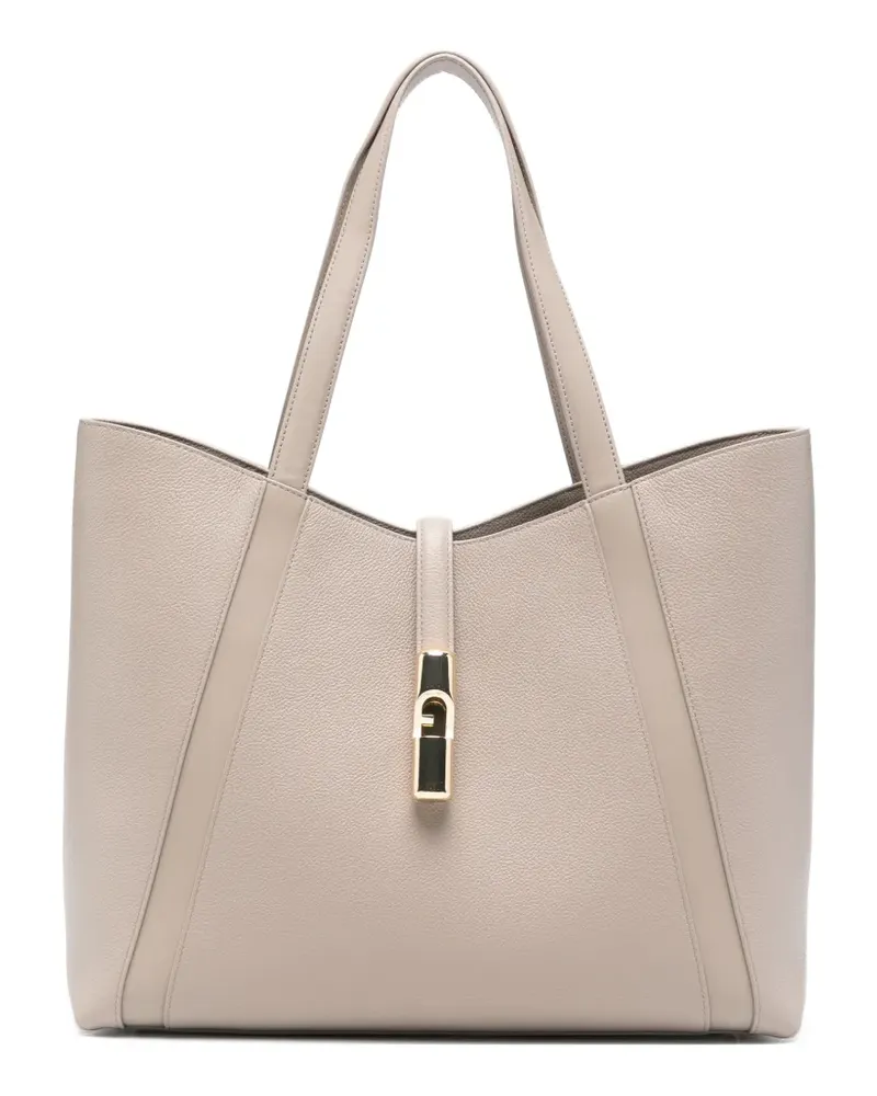 Furla large Goccia logo-plaque tote bag - Nude Nude