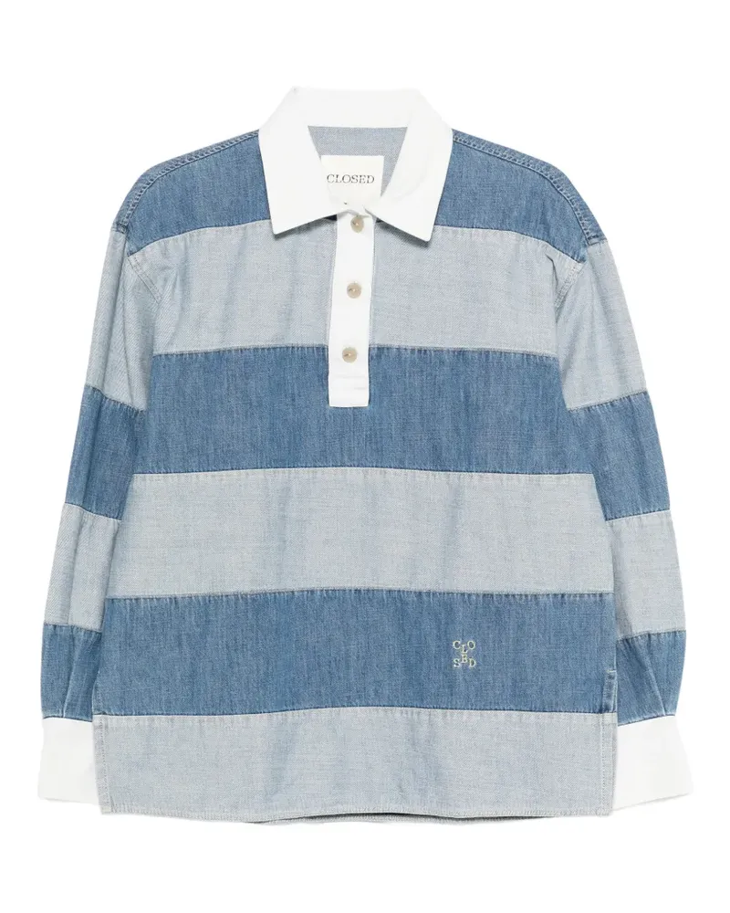 Closed striped polo top - Blau Blau