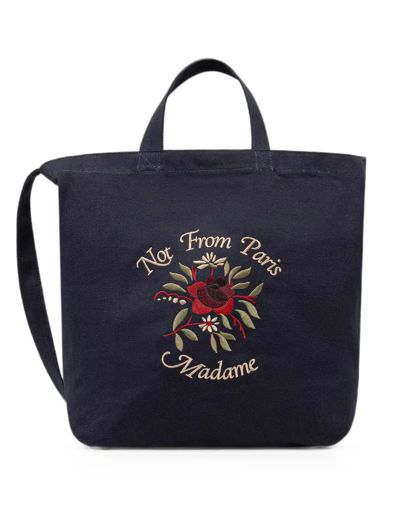 Drôle de Monsieur floral-embroidered tote bag - Blau Blau