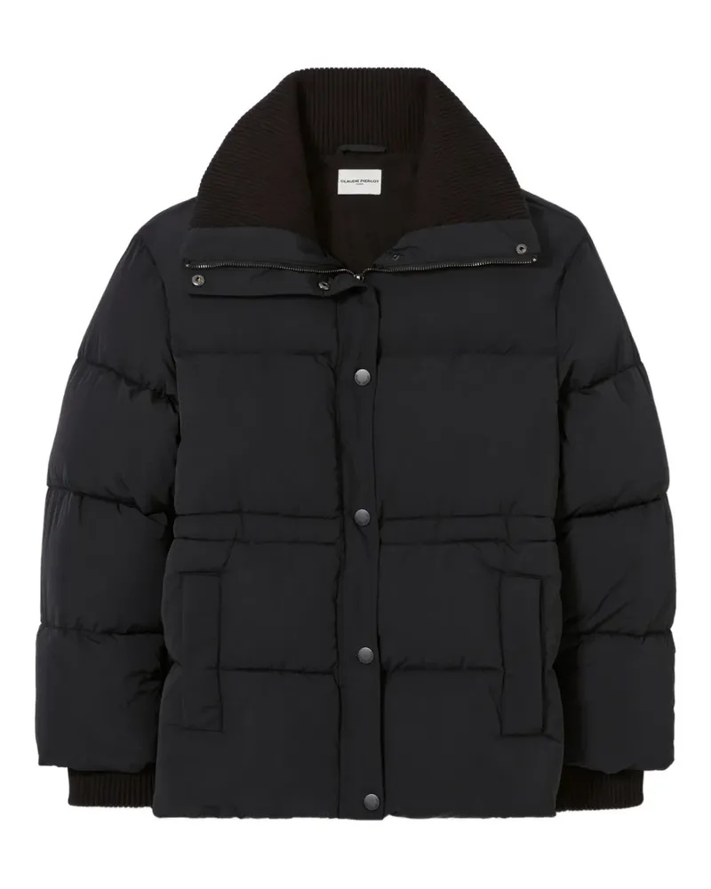 Claudie Pierlot Daunenjacke mit geripptem Kragen - Schwarz Schwarz