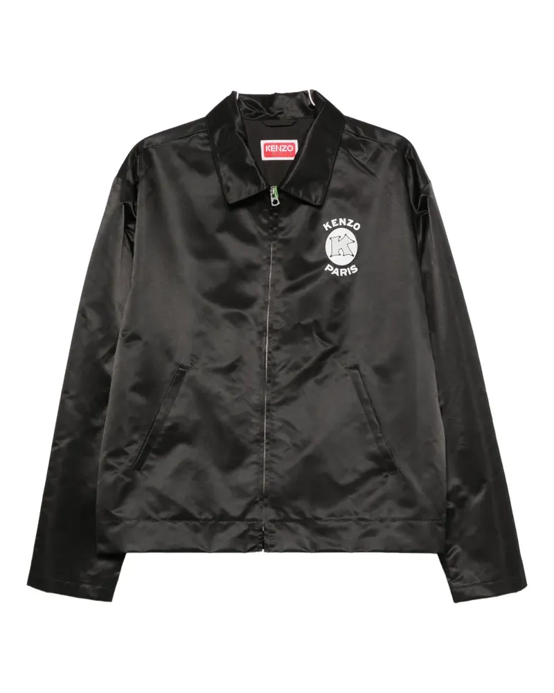Kenzo logo-print satin jacket - Schwarz Schwarz