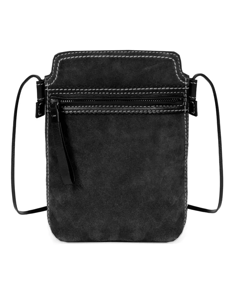Dries van Noten Handytasche aus Wildleder - Schwarz Schwarz