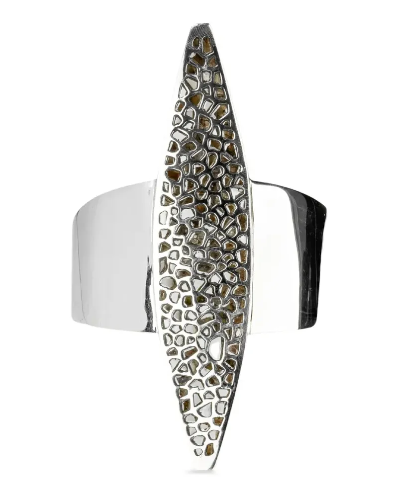Parts Of Four Crescent Sterlingsilber-Armband mit Diamant-Pavé Silber