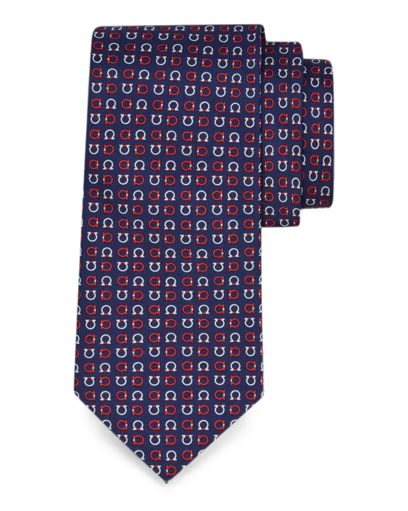Ferragamo Gancini print silk tie - Blau Blau