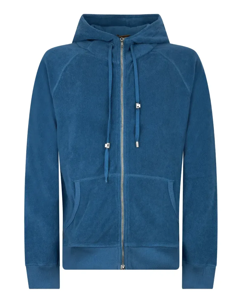 MOORER Melvin terry-cloth zip-up hoodie - Blau Blau
