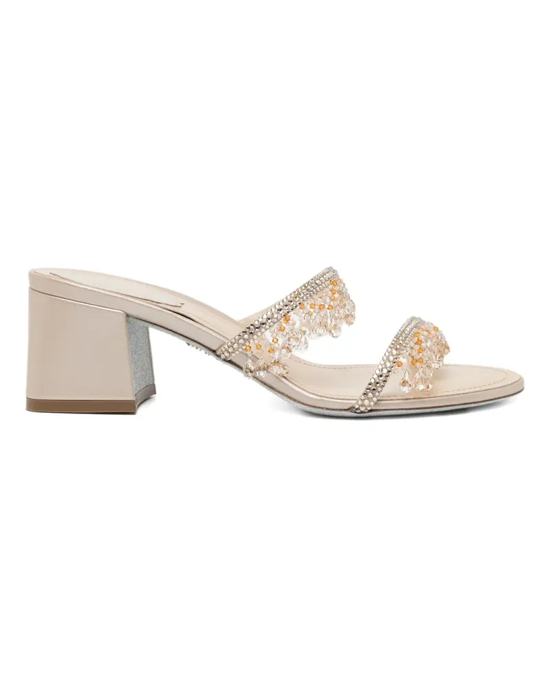 René Caovilla 50mm embellished sandals - Nude Nude