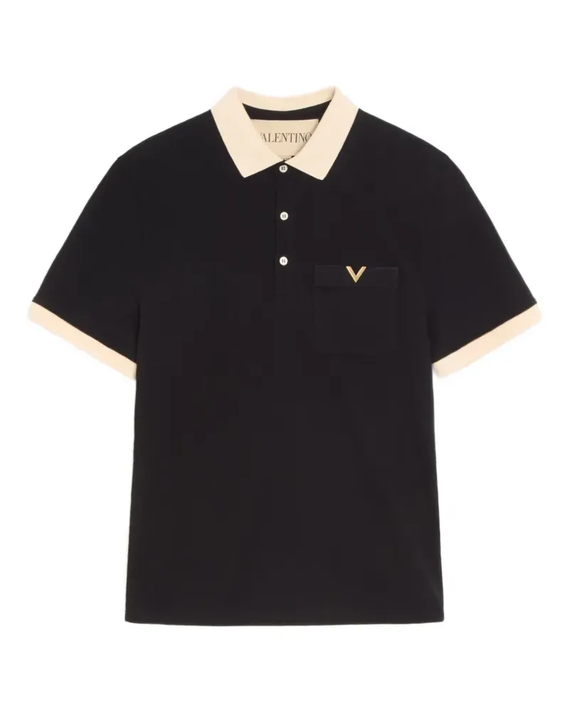 Valentino Garavani Piqué-Poloshirt mit VGold - Schwarz Schwarz