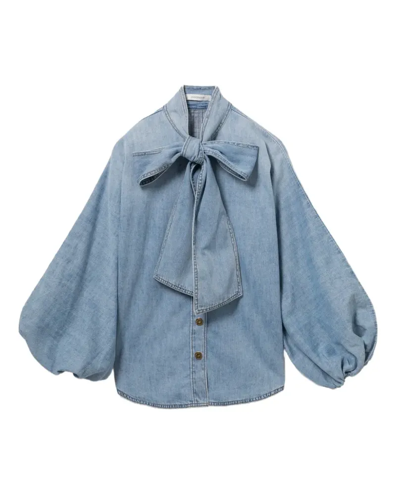 Zimmermann bow-detail balloon-sleeve shirt - Blau Blau