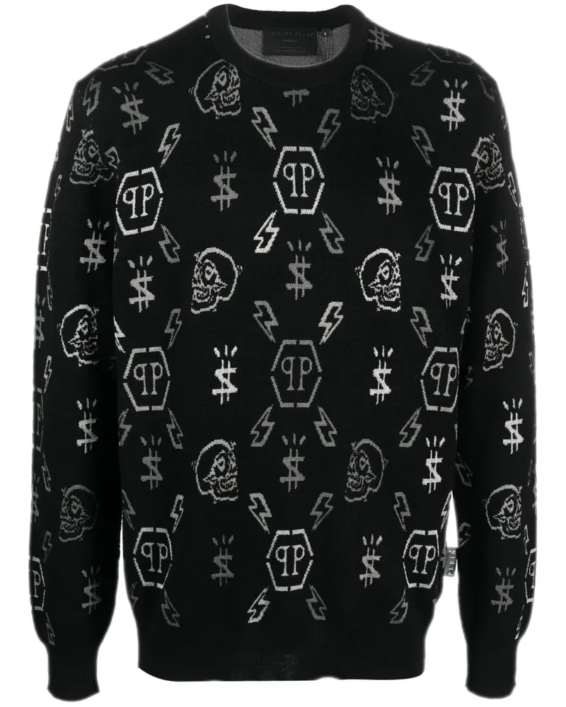 Philipp Plein Pullover aus Monogramm-Jacquard Schwarz