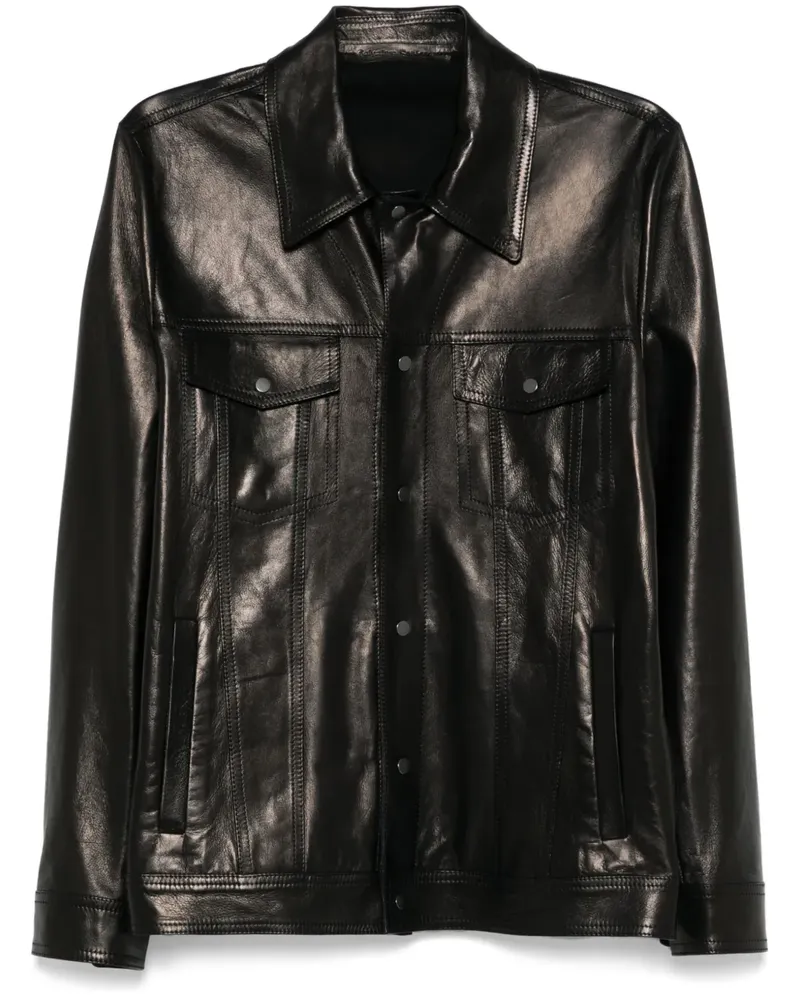 Salvatore Santoro Hemdjacke aus Leder - Schwarz Schwarz