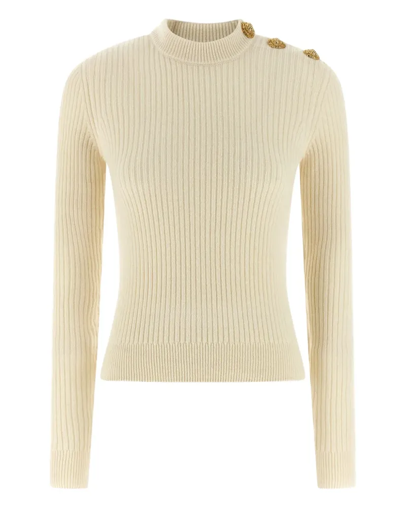 Balmain ribbed coin- button sweater - Nude Nude